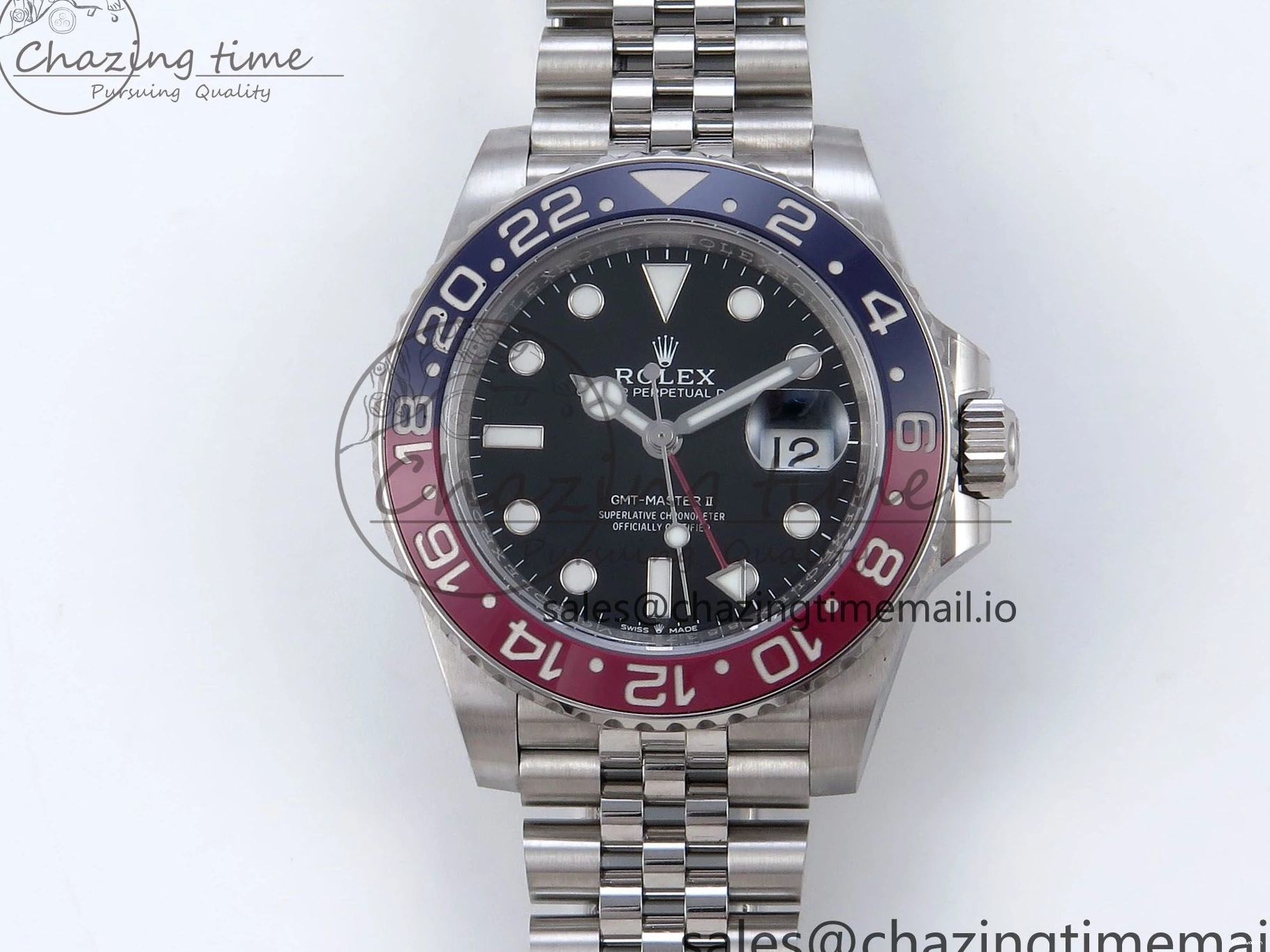 QF+ Bezel 1:1 Edition Blue Best Master II BLRO Steel 904L on SS SH3285 Dial Red 126710 GMT Black Bracelet 0427